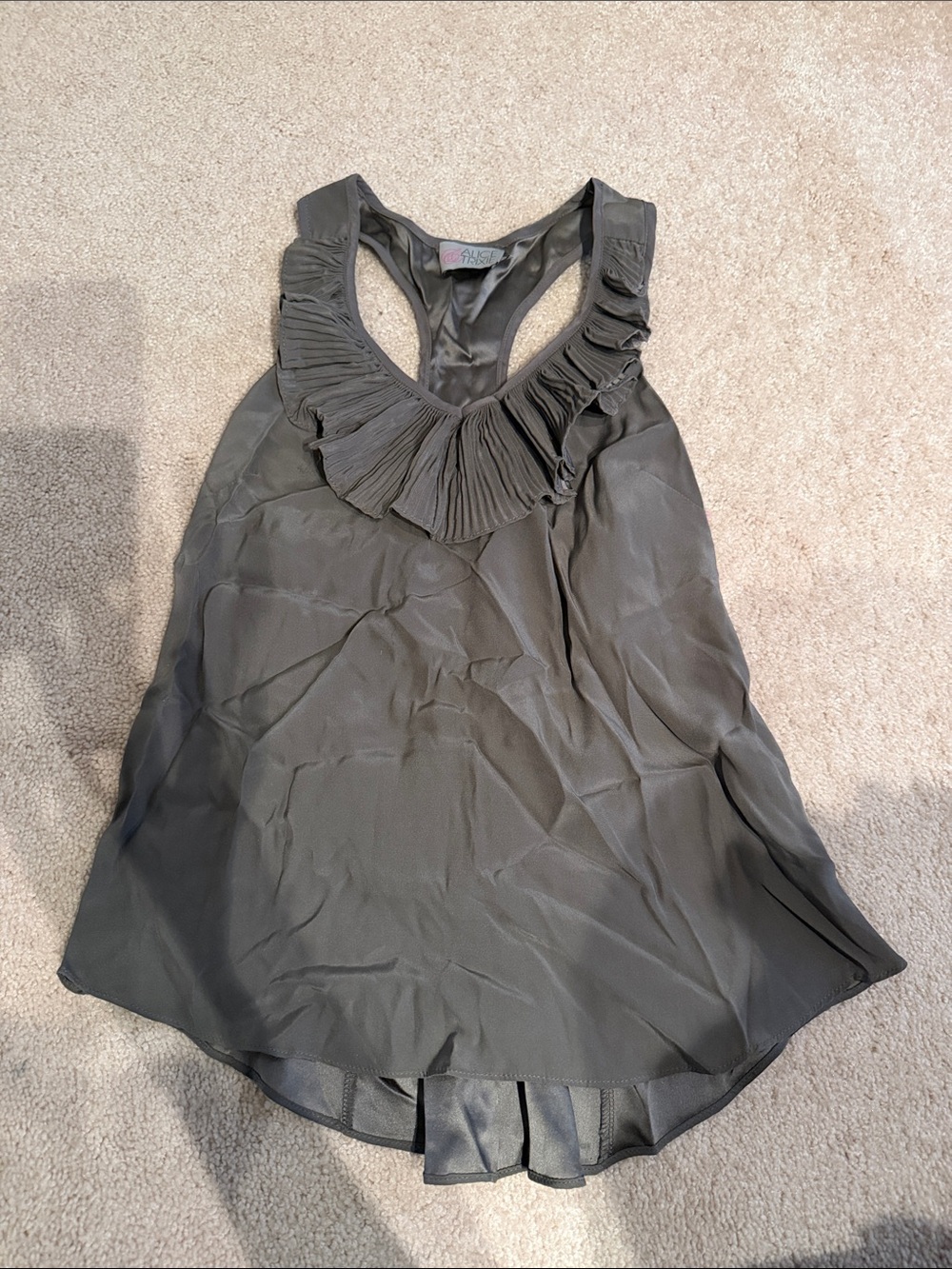 Alice and Trixie Silk Women’s Ruffled Racerback Tank Top - Gray
